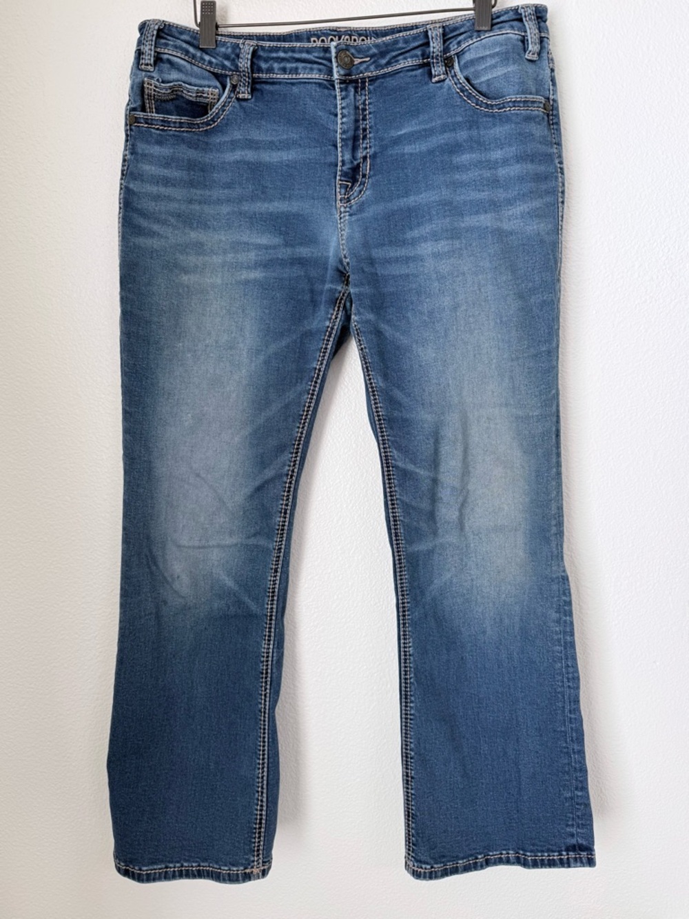 Rock & Roll Denim Women's Boyfriend Jeans Thick Stitch Medium Wash Size 32